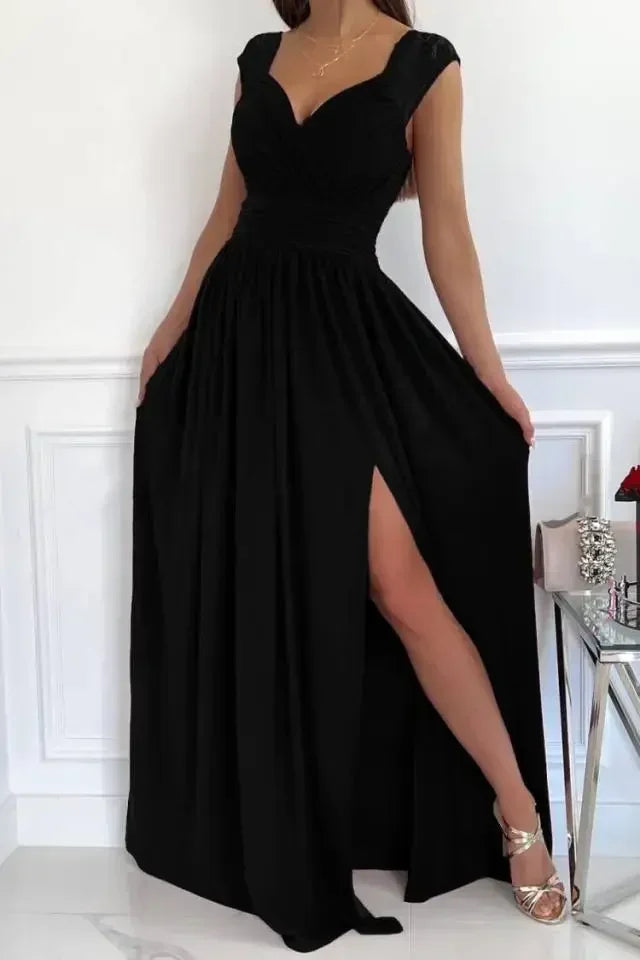 Vestido de Verano 2025 con Encaje | Abertura y Escote en V | Elegante