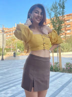 Minifalda-Short de Oficina | Cremallera y Cintura Alta