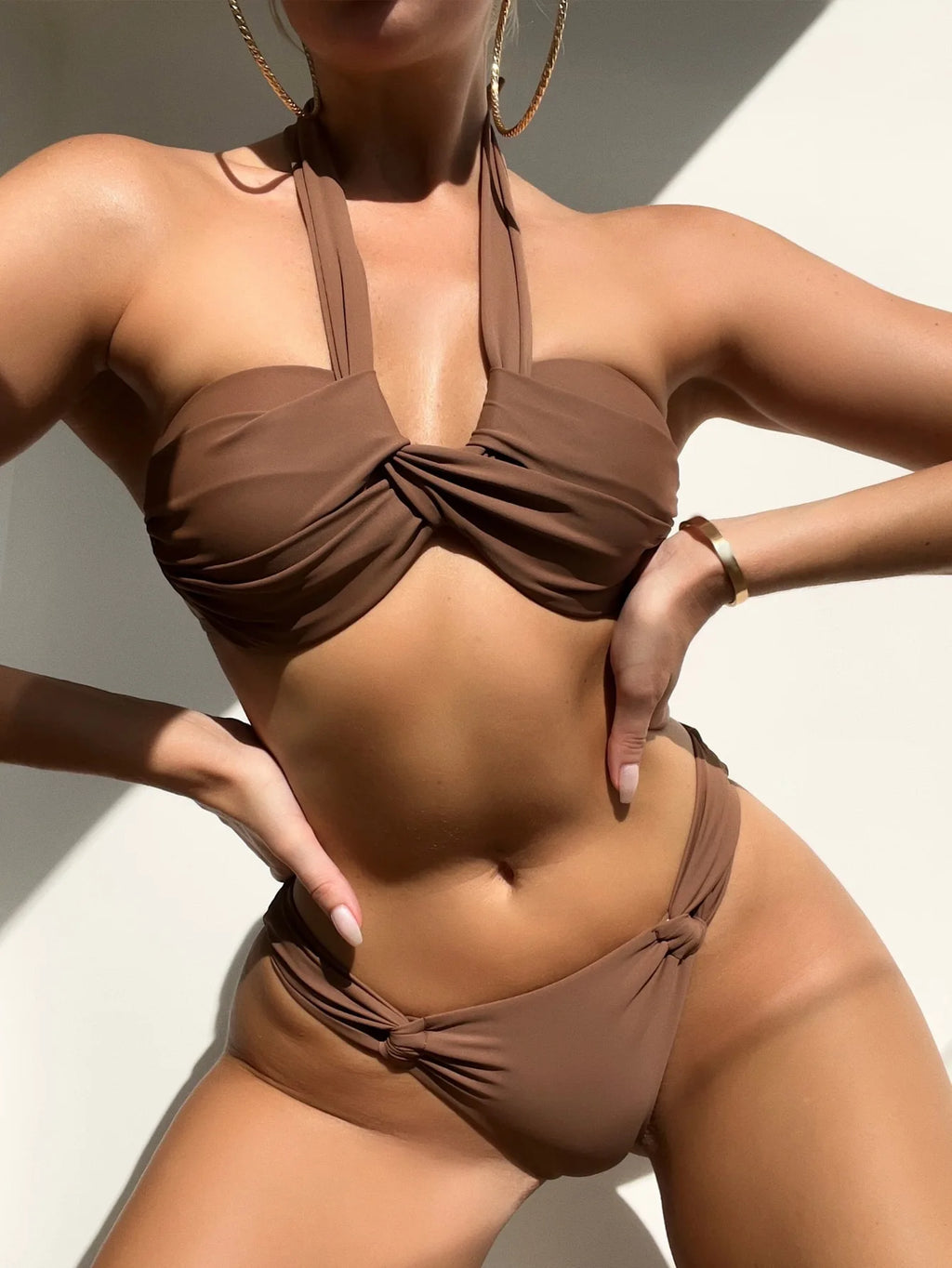 Bikini Halter Push Up con Twist - Traje de Baño de Playa