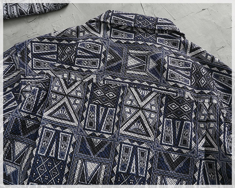 Camisa Hawaiana Hombre | Estampado Geométrico | Manga Corta | Verano | Ticotrendy Costa Rica