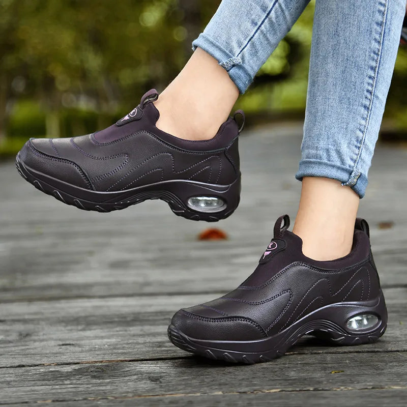Zapatillas Informales Sin Cordones | Cuero con Cojín de Aire | Antideslizantes | Cómodas