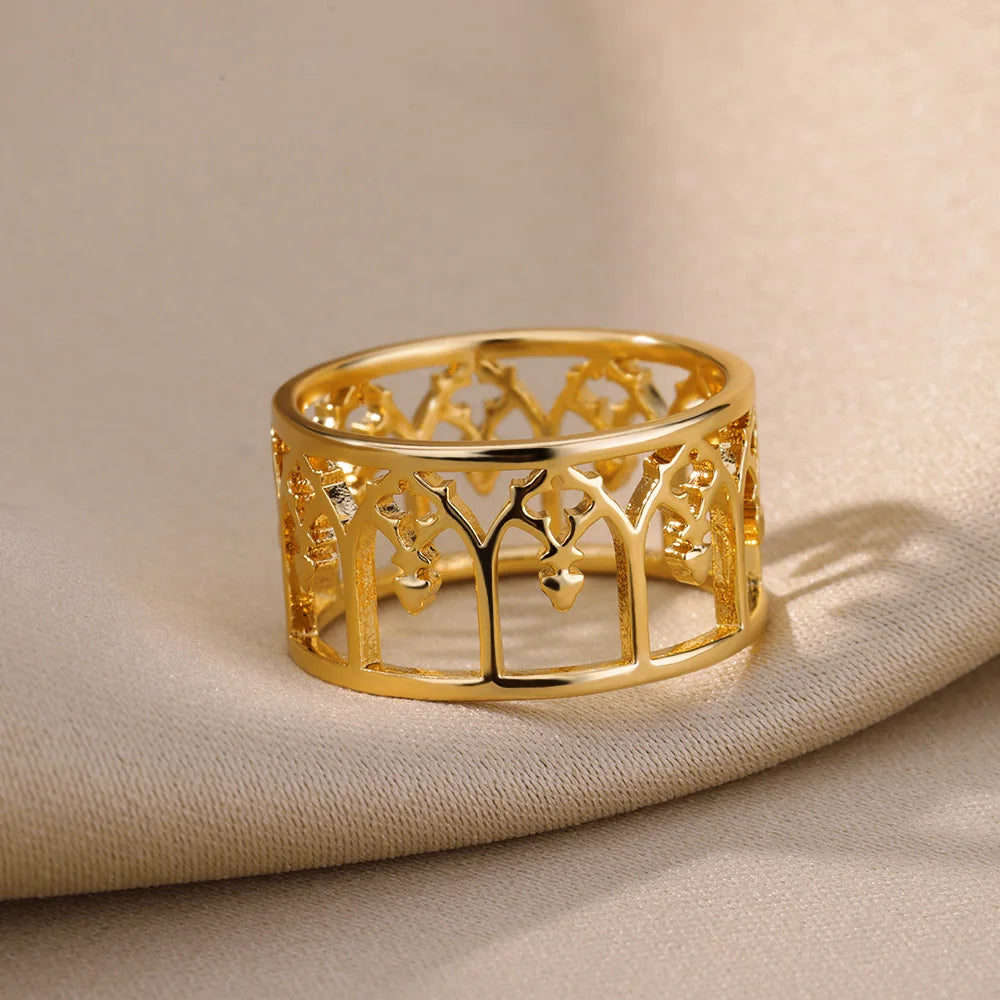 Anillo Trendy Hueco Vintage | Acero Inox | Joyería Pareja Boda | Lujo Y2K