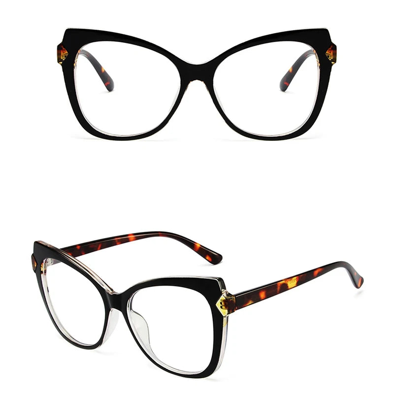 Montura Gafas Ojo Gato Lujo Personalidad | Protección Luz Azul Óptica Titanio Plástico