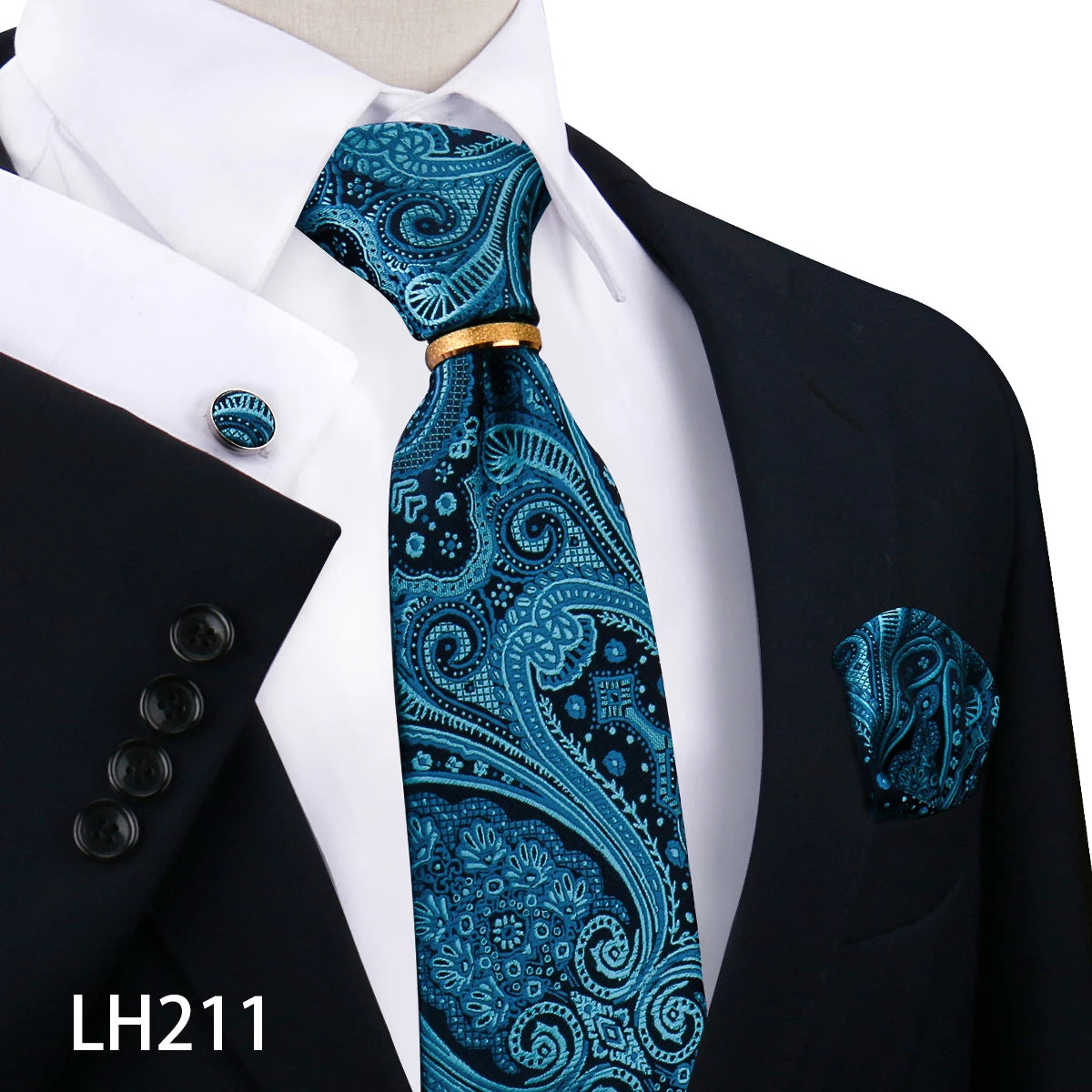 Set De Corbata Anillo Gemelos Pañuelo Accesorio De Traje Boda