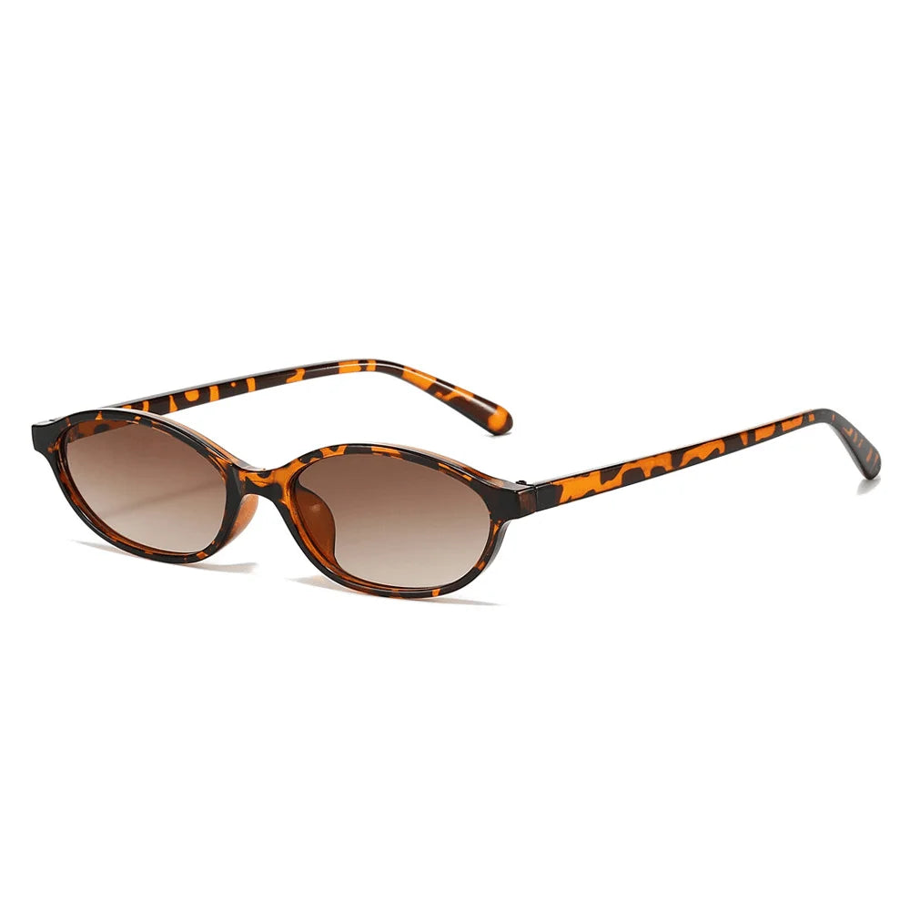 Gafas Sol Ovaladas Retro Leopardo Marrón | Montura Pequeña A La Moda UV400 Viajar