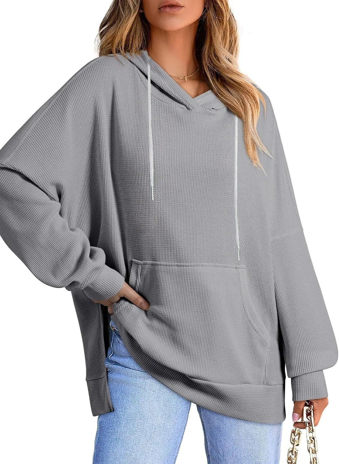 Sudadera Gofres Capucha Plus Size | Manga Larga Bolsillos Estampado Relieve | Tallas 1XL-5XL | Tico Trendy