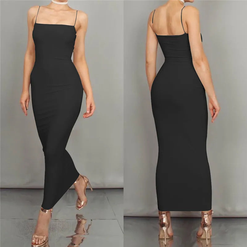 Vestido Sexy De Verano Ceñido Sin Mangas Espalda Descubierta 2025