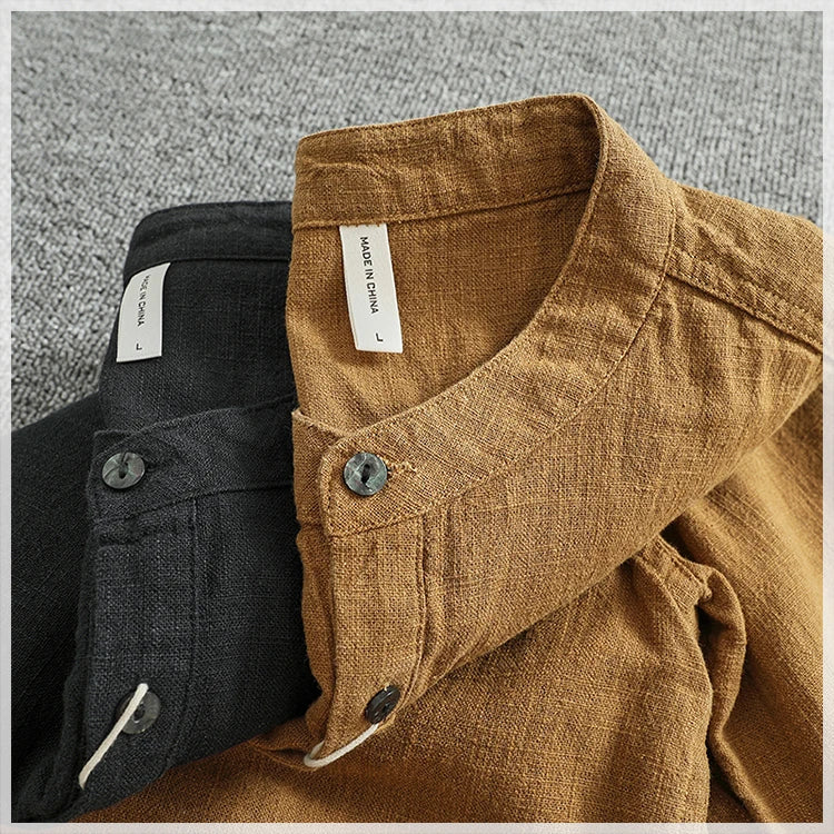 Camisa Lino Algodón Hombre | Estilo Retro | Manga Corta | Cuello Abierto | Ticotrendy Costa Rica