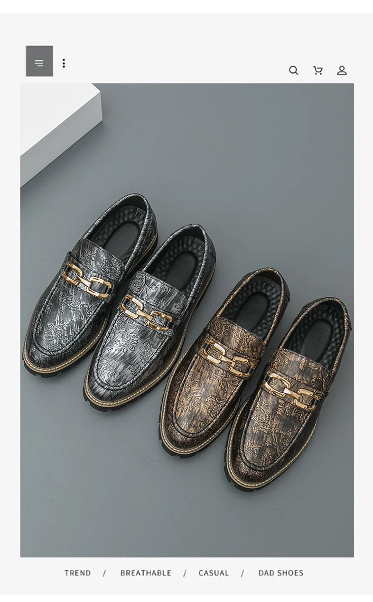Zapatos Vestir Hombre Estampado Dorado | Negocios Punta Estrecha Antideslizante Formal