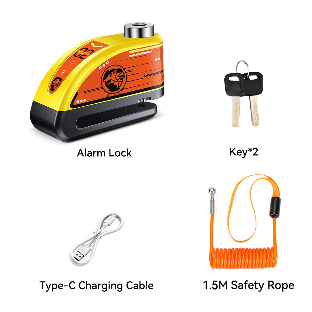 Candado de Disco para Motocicleta | Alarma de 120dB e Impermeable  | Ticotrendy