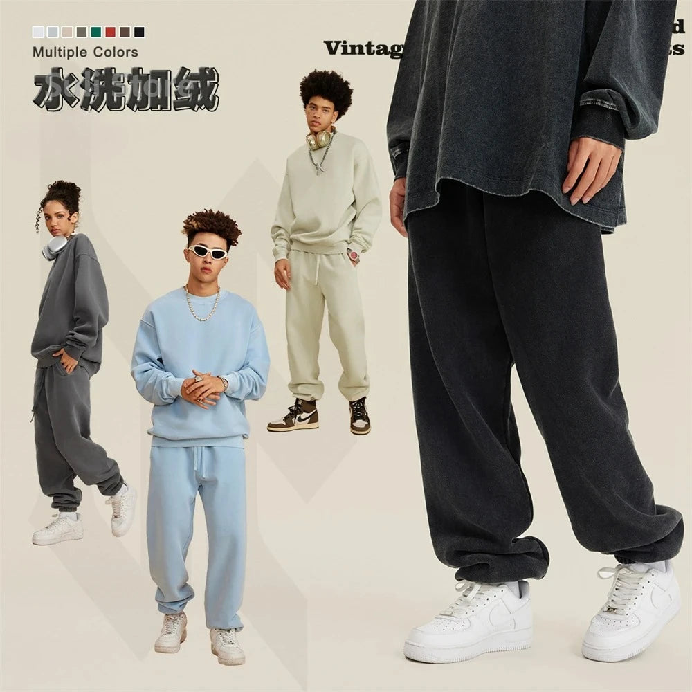 Jogger Polar 355GSM Lavado | Unisex Suelto Retro | Pantalón Chándal Cálido | Invierno 2025 | Ticotrendy