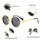 Gafas de Sol Polarizadas CATERSIDE | Redondas Retro | Marco Metal Punk