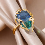 Anillo Ticotrendy Llama | Gota Circón | Acero Inox Ajustable | Joyería Moda Boda