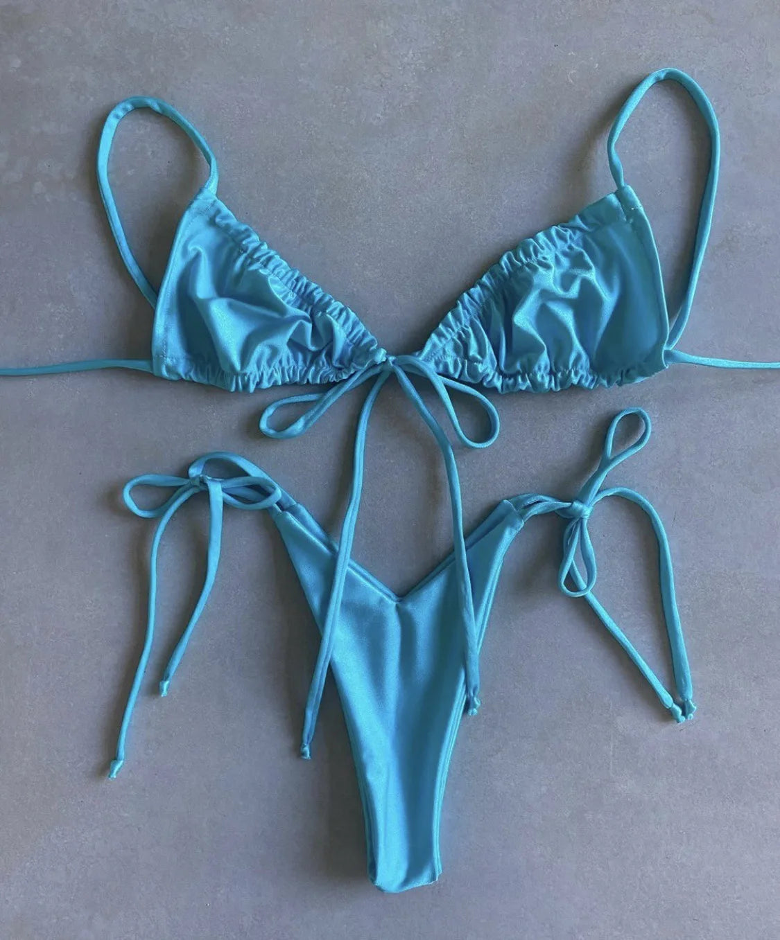 Bikini Sexy de Cintura Alta y Color Sólido - Traje de Baño de Verano 2025