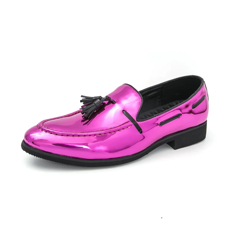 Zapatos Hombre Charol Morados Lujo Boda Fiesta Punta Puntiaguda | Talla 47