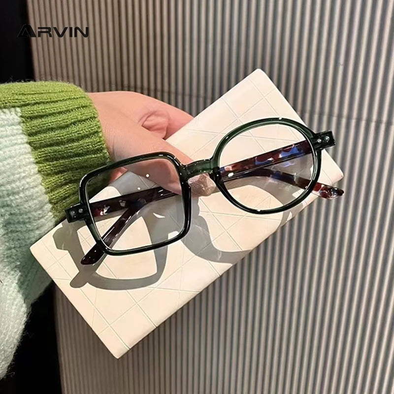 Montura Gafas Asimétricas Retro Redondas Cuadradas | Lentes Transparentes Unisex Ópticas