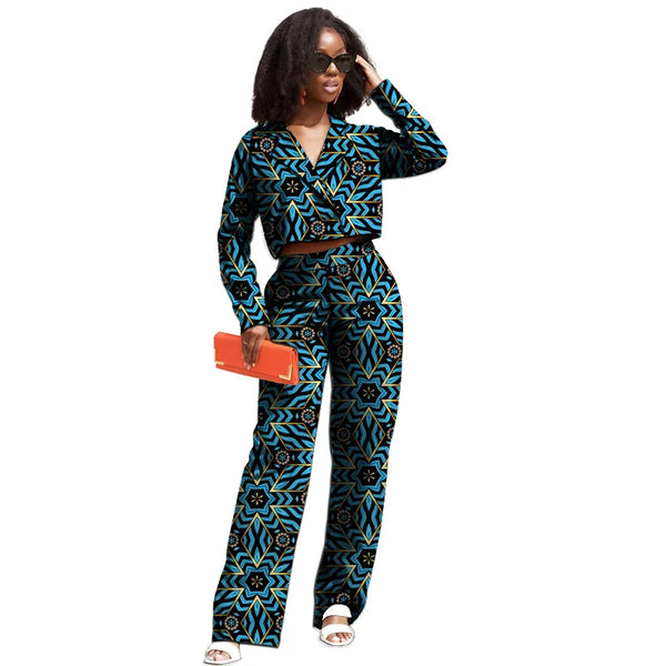 Conjunto Africano Mini Blazer y Pantalón con Parches