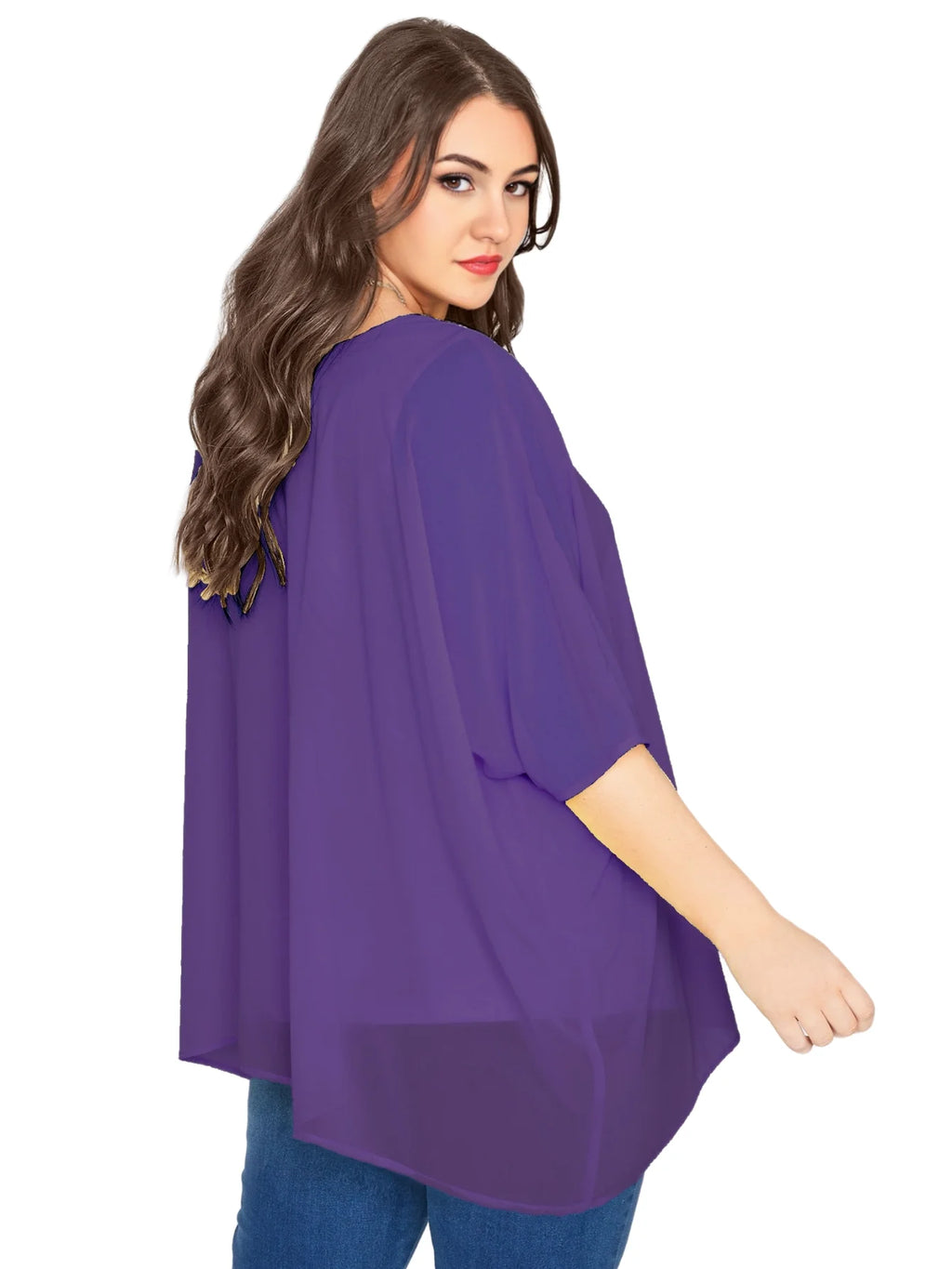 Blusa de chifón con manga de murciélago para verano, camisa elegante con cuello redondo, estilo informal, 8XL talla grande, para mujer