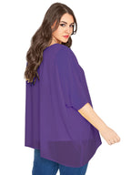 Blusa de chifón con manga de murciélago para verano, camisa elegante con cuello redondo, estilo informal, 8XL talla grande, para mujer