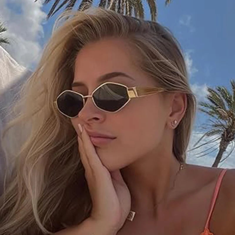Gafas de Sol Poligonales con Marco Pequeño Estilo Clásico Vintage