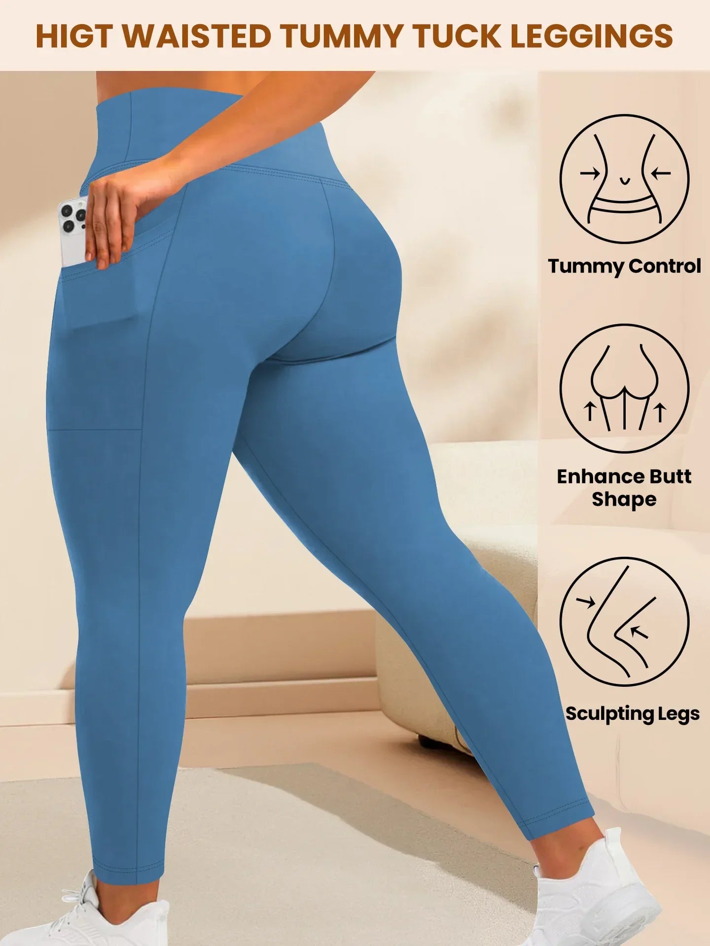 Leggings Yoga Talla Grande | Cintura Alta con Bolsillos | Levantamiento de Glúteos | Tico Trendy