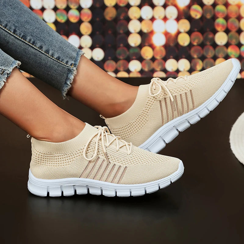 Zapatillas de Punto Transpirables | Plataforma | Suela Blanda | Talla Grande | Verano