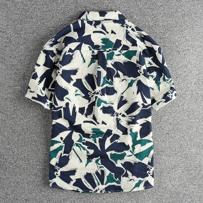 Camisa Hawaiana Hombre | Estampado Floral | Tela Seersucker | Manga Corta
