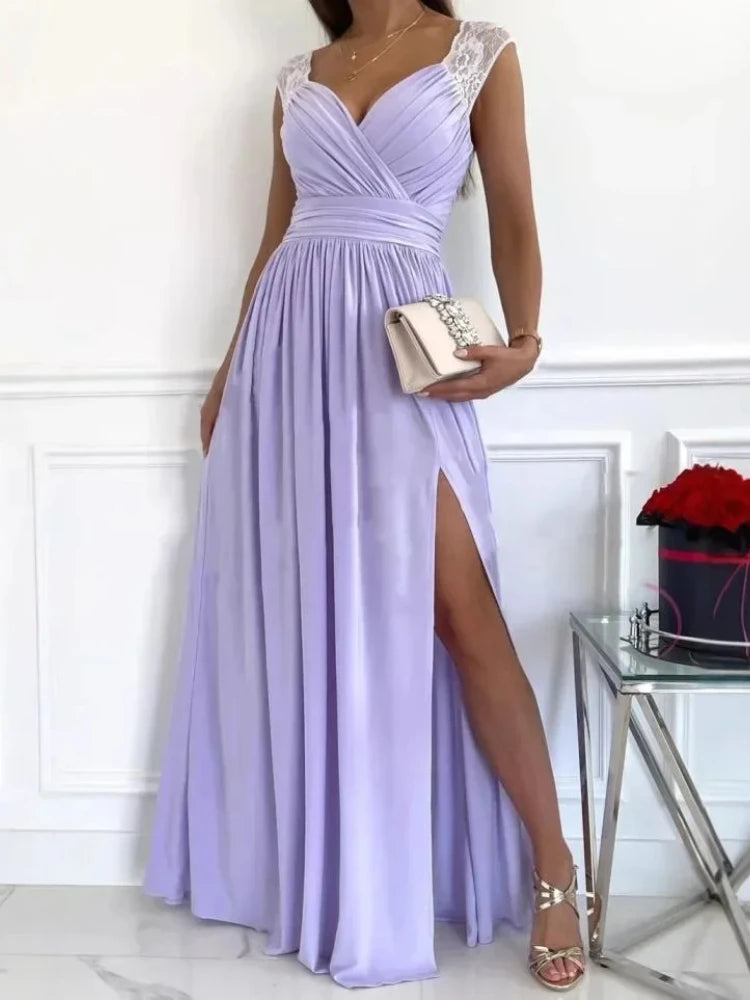 Vestido de Verano 2025 con Encaje | Abertura y Escote en V | Elegante
