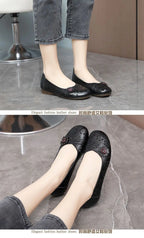 Mocasines de Cuero con Diseño Floral | Recortes Blancos | Planos | Informales