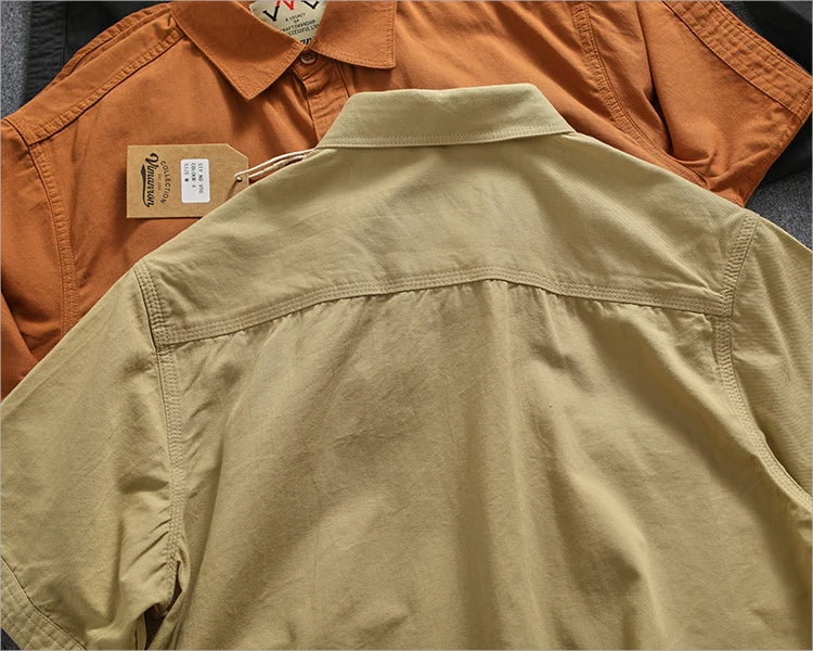 Camisa Informal Hombre | Algodón Retro | Bolsillo Tubo | Manga Corta | Ticotrendy