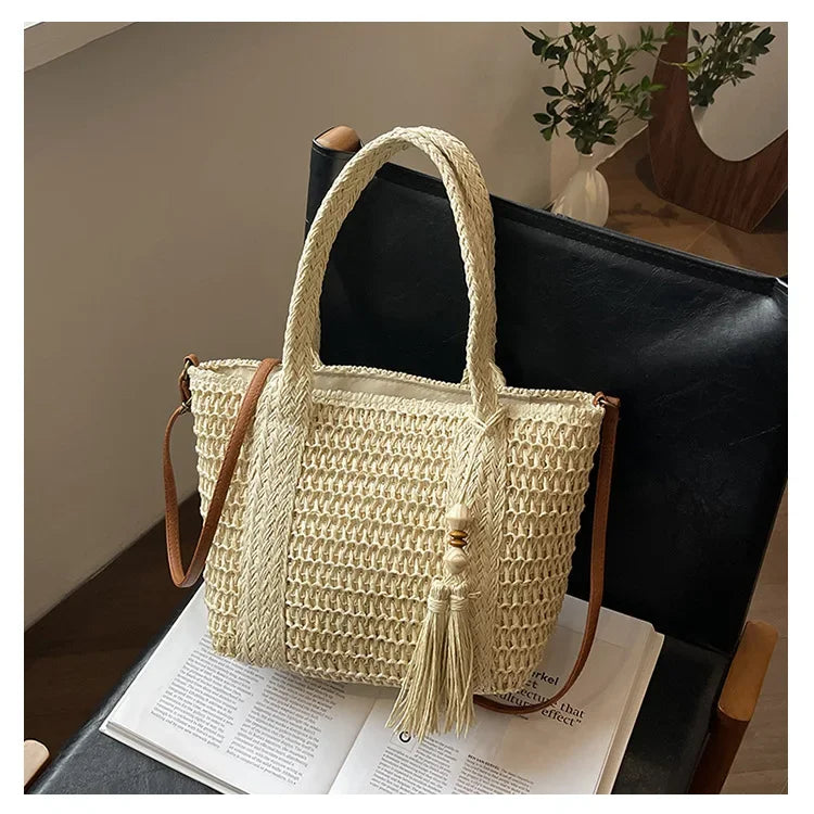 Bolso De Mano Tejido Vintage Mujer Playa Verano Cruzado