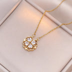 Collar Trébol Circón Magnético | Acero Inoxidable | Joyería Femenina