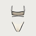 Bikini Colorblock con Ribete - Traje de Baño de Dos Piezas para Playa