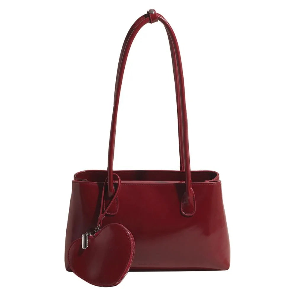 Bolso de Hombro Retro para Mujer | Piel Sintética Roja con Monedero | Gran Capacidad | Ticotrendy