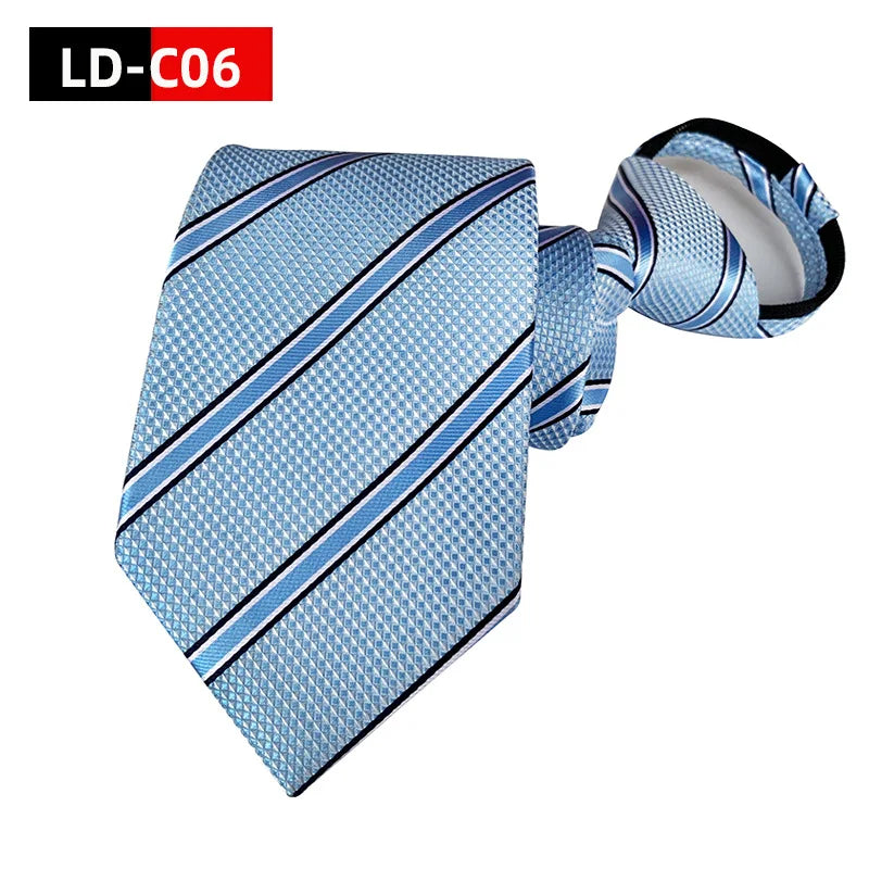 Corbata Preatada Con Cremallera Rayada Elegante y Práctica Para Bodas
