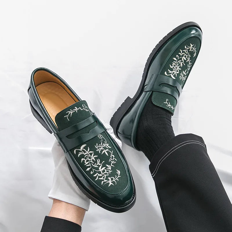 Mocasines Lujo Hombre Punta Redonda Cuero PU Formales Negocios | Sin Cordones