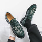 Mocasines Lujo Hombre Punta Redonda Cuero PU Formales Negocios | Sin Cordones