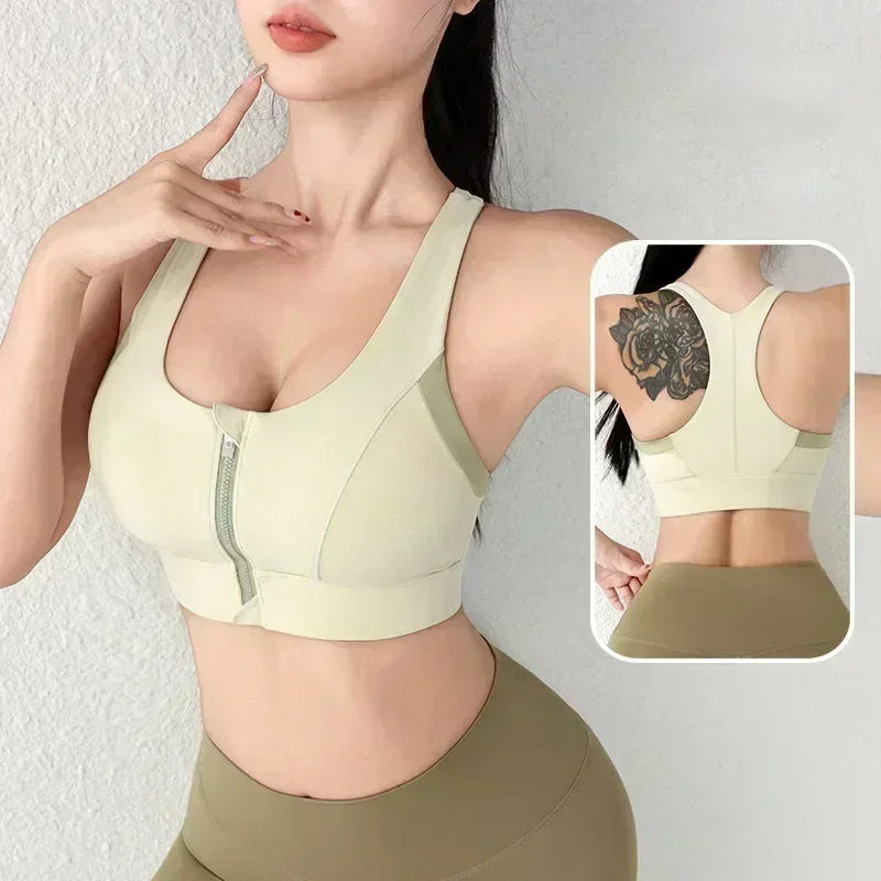 Top Sujetador Deportivo para Mujer | Cremallera Frontal y Realce | Top de Yoga y Fitness