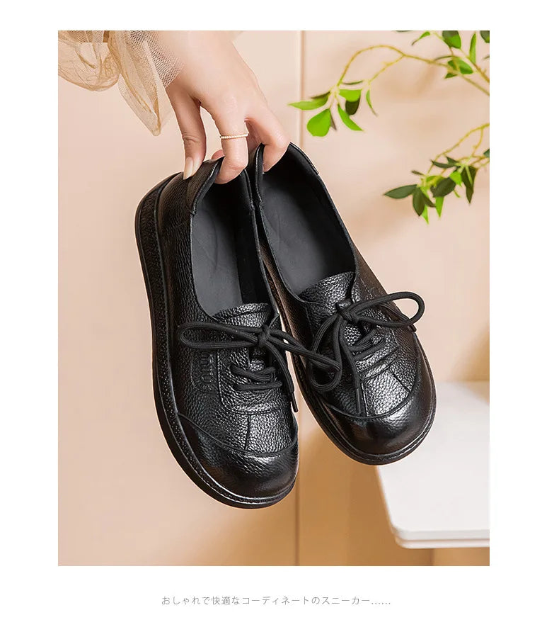 Mocasines Étnicos de Cuero Genuino | Talla Grande | Sin Cordones | Estilo Retro 2025