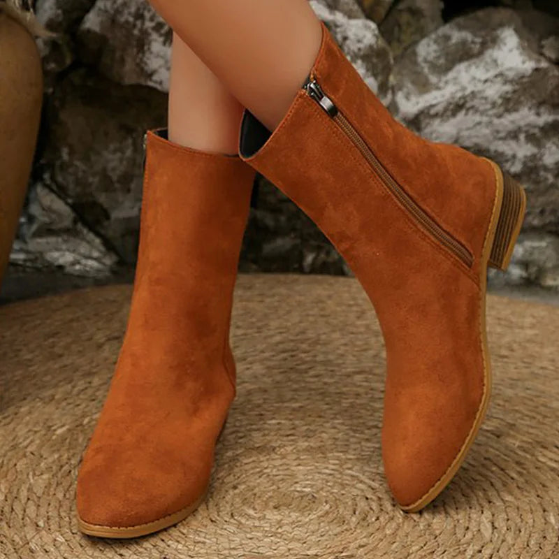 Botines de Tacón Cuadrado | Ante Sintético | Mujer