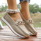 Mocasines con Plataforma y Cadena Metálica | Cuero PU | Suela Blanda Antideslizante