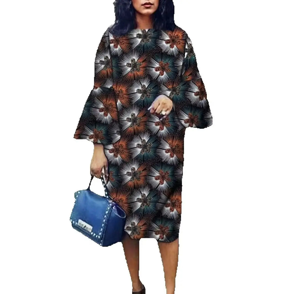 Vestido Ankara Holgado con Mangas Acampanadas