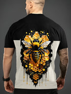 Camiseta Hombre Verano Jersey Estampado Abeja | Manga Corta Cuello Redondo Secado Rápido