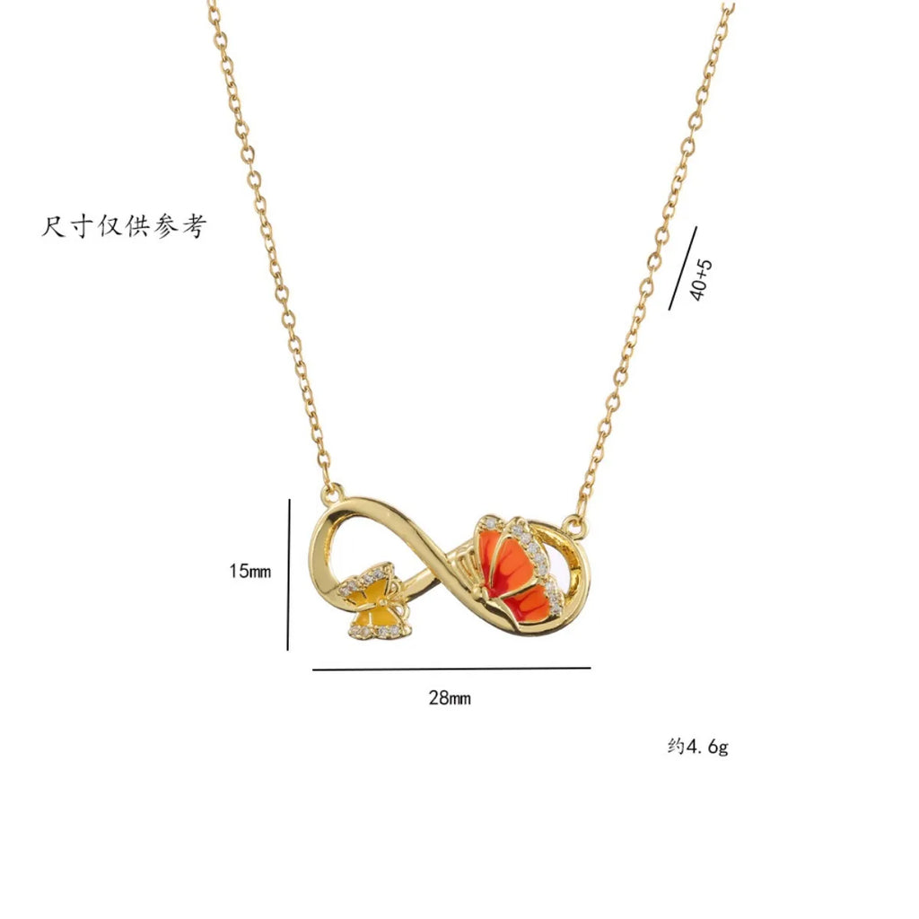 Cadena de acero inoxidable, collares creativos con símbolo infinito para mujeres y niñas, gargantilla de mariposa esmaltada bonita, accesorios de joyería