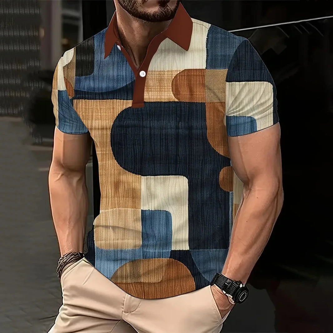Polo Vintage Hombre Verano | Diseño Estampado Informal Manga Corta Transpirable