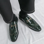 Zapatos Hombre Charol Elegantes Punta Puntiaguda Boda Sin Cordones | Diseño Liso