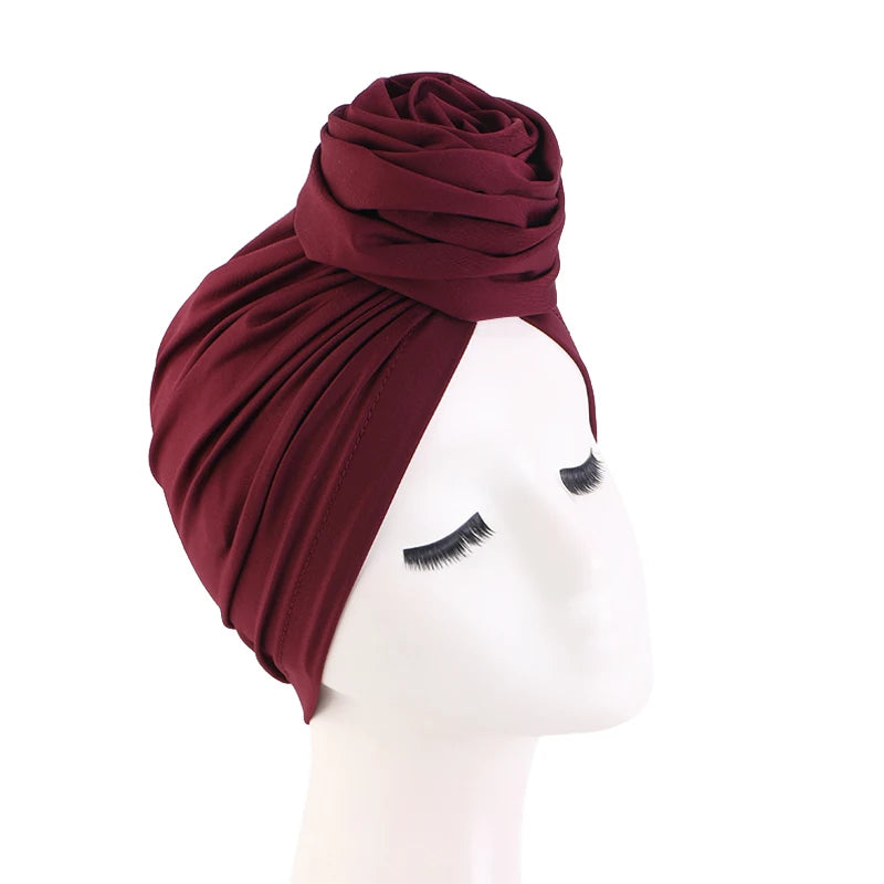 Turbante de flores grandes para Mujer, gorro Hijab musulmán, Bandana para quimio, sombrero africano, tocado para fiesta de boda, Turbante