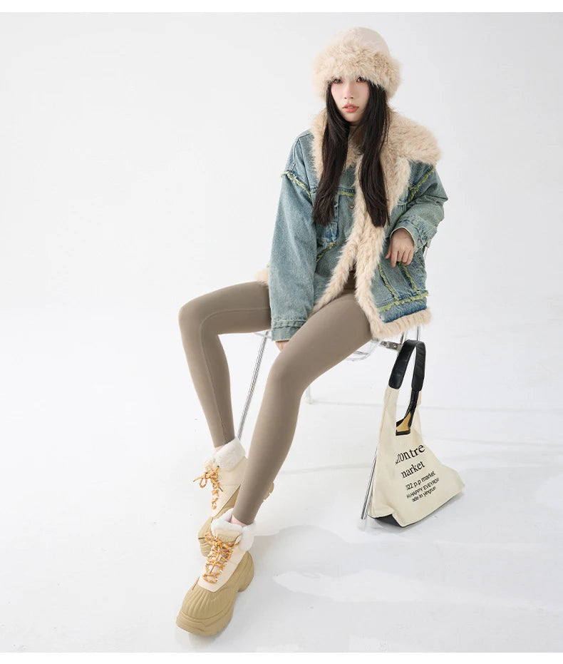 Leggings Térmicos Tiburón Polar Fino | Slim Fit Cintura Alta | Glúteos Sin Costuras Sexy