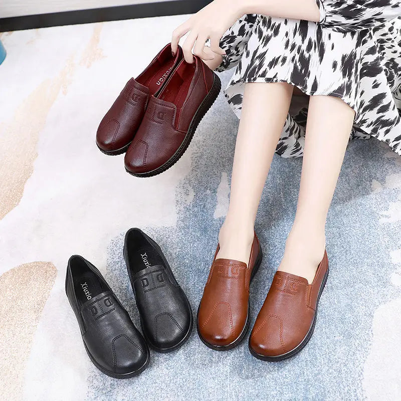 Mocasines Retro Marrones con Cuña | Cuero | Bailarinas Oxford | Talla Grande