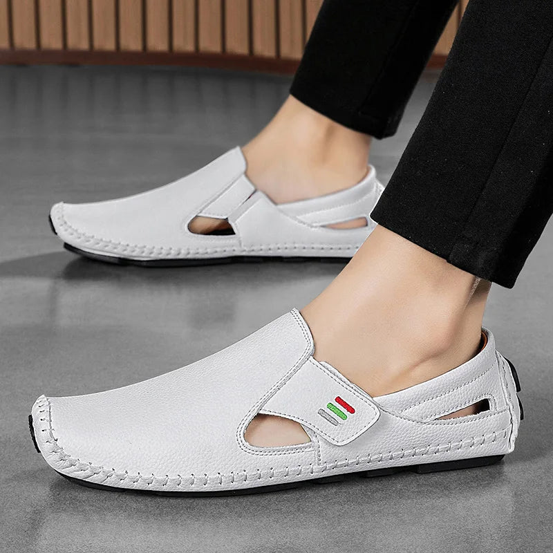 Mocasines Cuero Hombre 2025 ∣ Ahuecados Conducción ∣ Lujo Verano